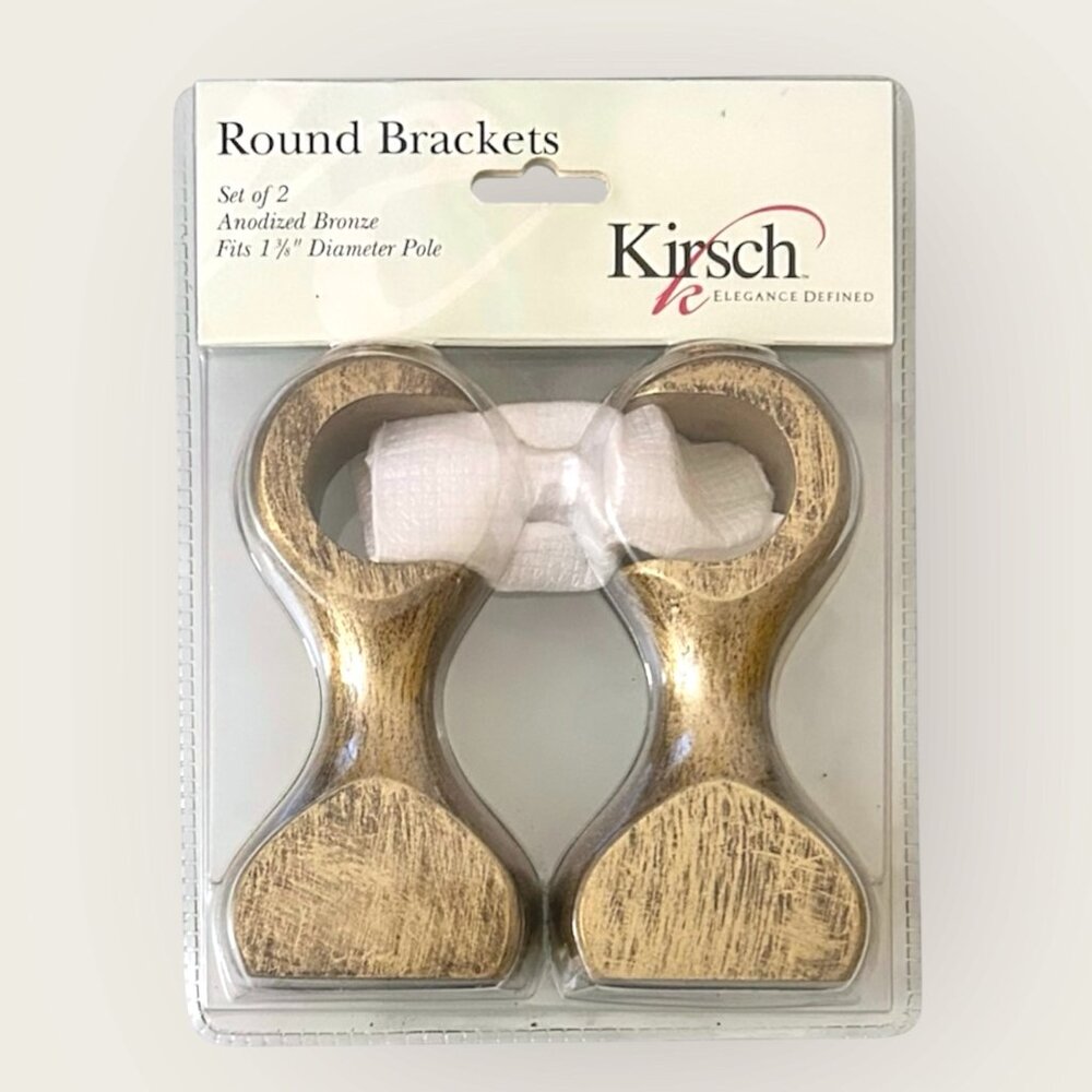 Rare Vintage Kirsch Elegance Defined Round Brackets – Anodized Bronze (Set of 2)